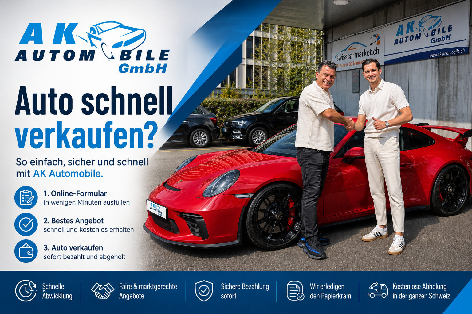 Auto schnell verkaufen in der Schweiz – in 30 Minuten zum besten Angebot