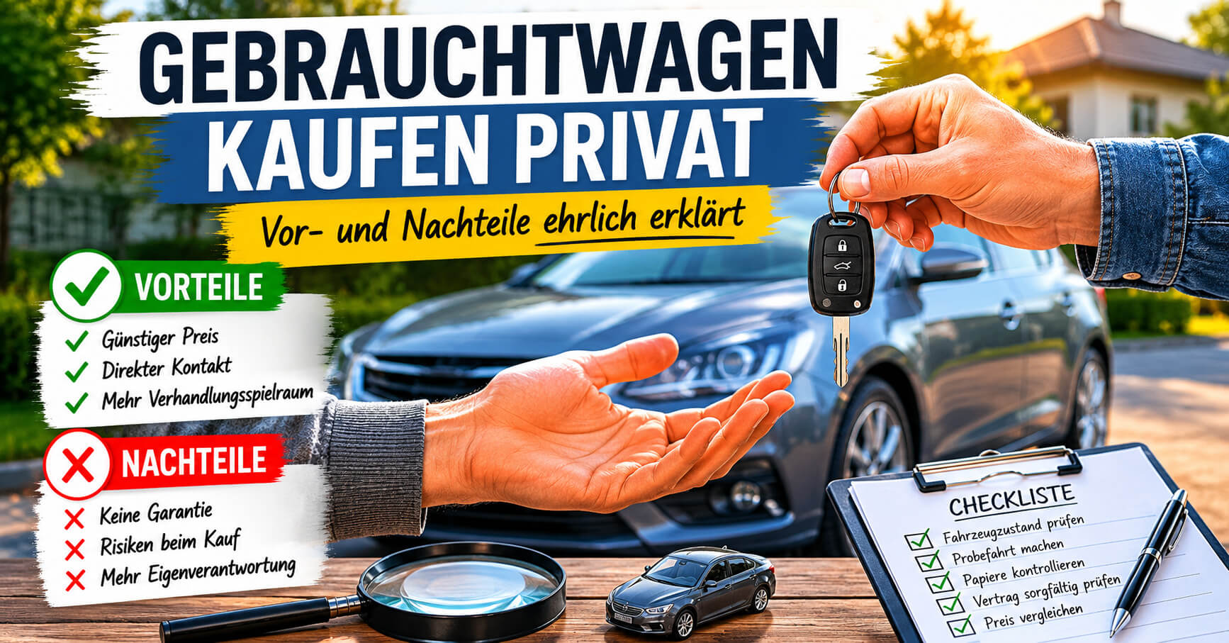 Gebrauchtwagen kaufen privat – Vor- und Nachteile ehrlich erklärt